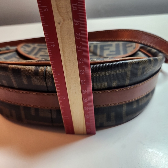Vintage Fendi Zucca Canvas Leather Half-moon Crossbody Bag - Picture 9 of 15